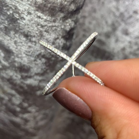 X micropaved diamond saintly minimalist ring - Picture 11 of 12